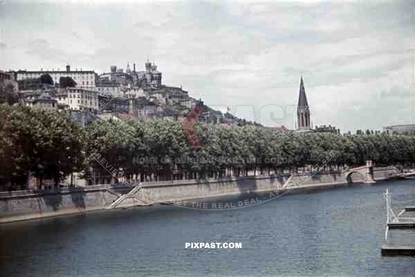 At the riverbank in Lyon, France 1940