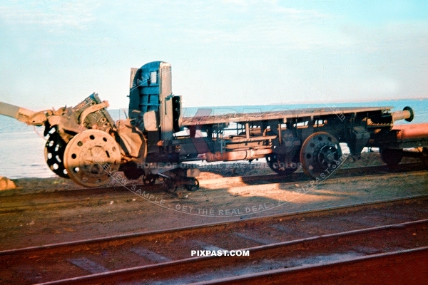 Bombed Railway Truck near Sea of Azov in Ukraine 1942