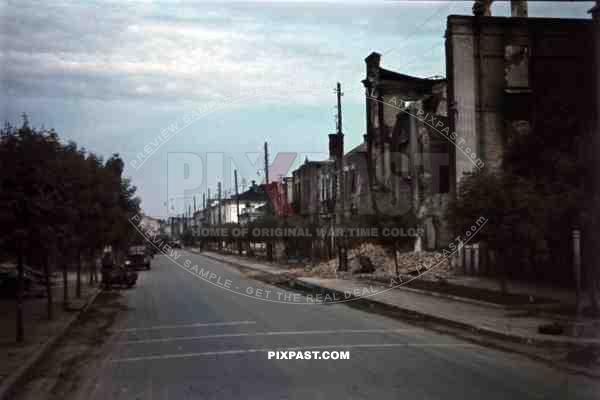 Bombed street in Riwne, Ukraine 1941