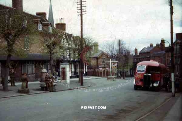 bus at the High Street in Cleobury, England ~1944
