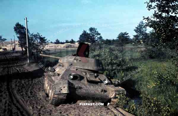 Captured Early Russian T34, Dubno Ukraine 1941, Battle of Brodny.  9. Infantry Division