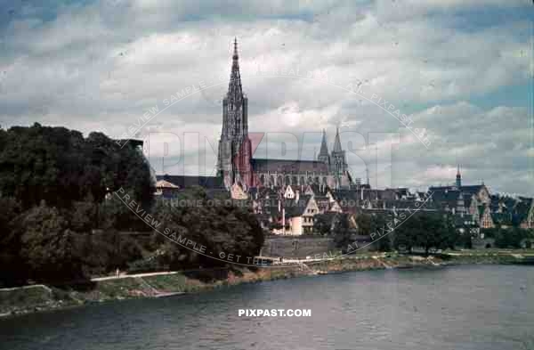 cathedral of Ulm at the river Donau, Germany 1939