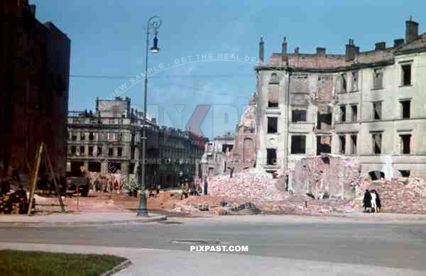 destroyed buildings in Krakow, Poland 1940