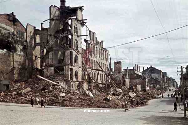 destroyed buildings in Minsk, Belarus, Russia 1941