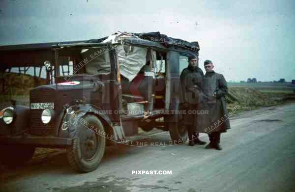 destroyed german medical red cross truck france 1940