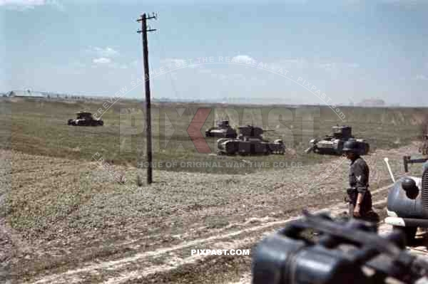 Destroyed tanks near Dubno-Lutsk-Brody, Ukraine 1941