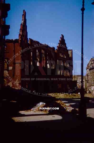destroyed townhall at the Paulsplatz in Frankfurt, Germany 1945
