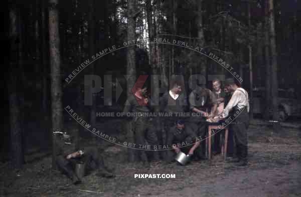German army butcher cutting fillets of meat for troops. 10th Motorised infantry division repair werkstatt Bryansk 1941