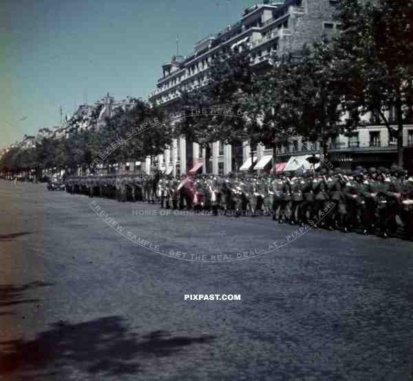 German army victory parade music band Champs Ã‰lysÃ©es Paris 1940 staff car march.