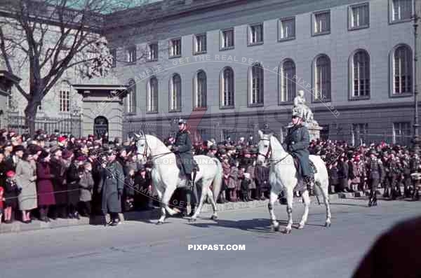 German Police Parade in front of the Humboldt University of Berlin 1940. Tag Der Wehrmacht