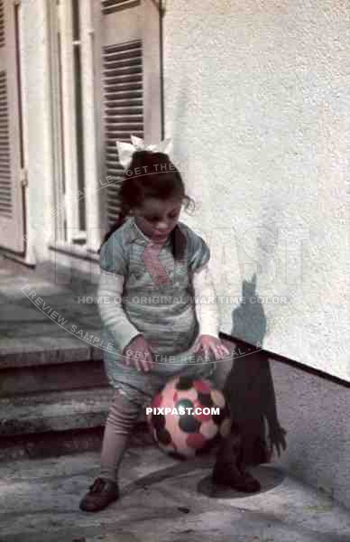 little girl playing with a ball, Germany 1938