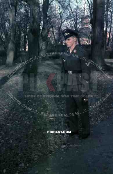 Luftwaffe Airforce Glider Pilot in Uniform with camera in Lubeck Church Park Germany 1943