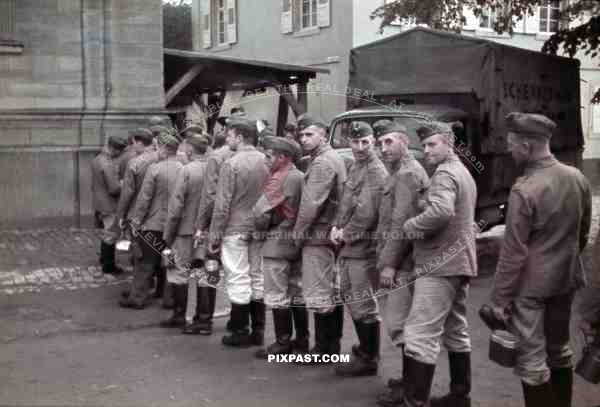 Medical  Wehrmacht soldiers in front of the school in Kandel, Germany 1940