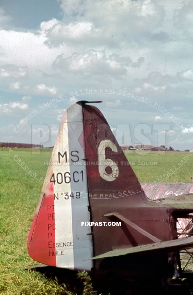 Morane Saulnier MS 406C1. Captured / Destroyed French air force fighter plane. Abbeville France June 1940