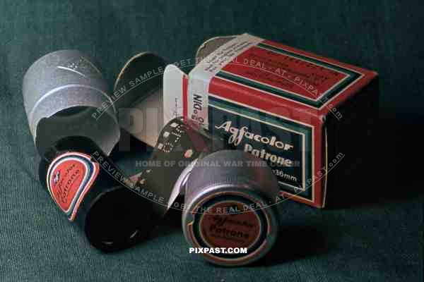 Original german color photo slide agfacolor showing war time agfacolor film and package design. Germany 1941