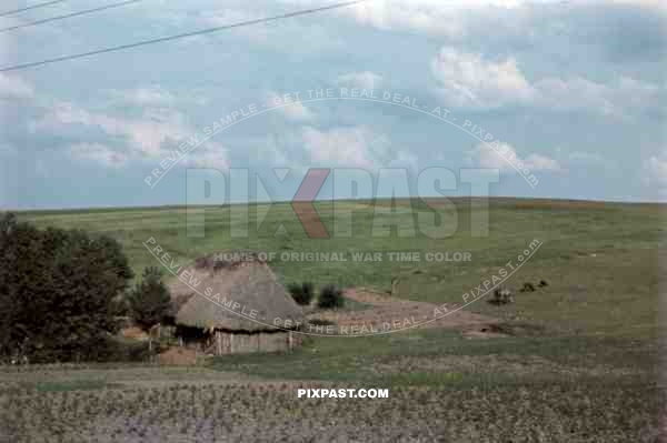 Peasant huts near Riwne, Ukraine 1941