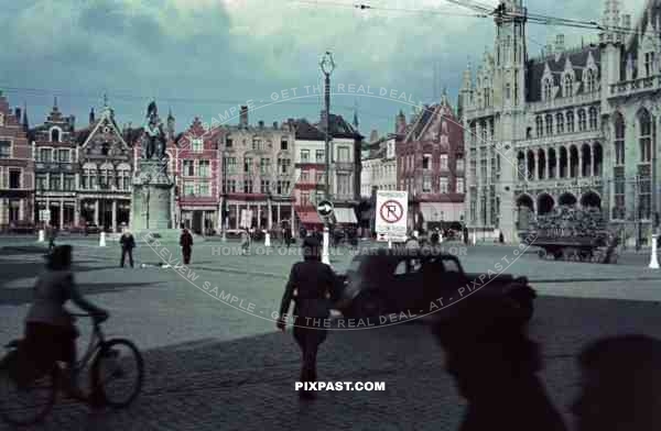 Provincial Court on Market Square of Bruges Brugge Belgium 1940. 
