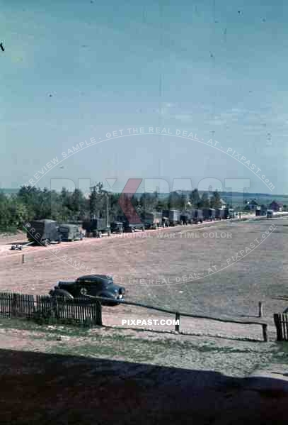 red cross truck convoy in Turobin, Poland 1941