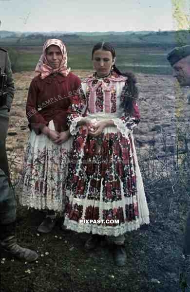 russian peasant women in native costume, Russia 1941