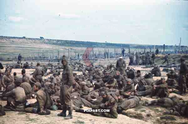Russian POW prisoners camp Barbarossa uniform hungry summer 19th Panzer Division Heeresgruppe Mittle 1941