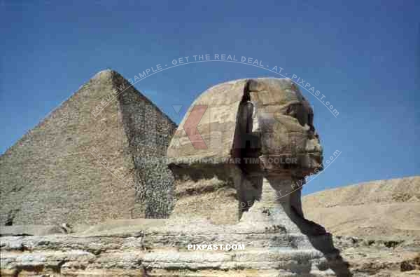 Sphinx and Pyramid of Cheops in Giza, Egypt 1939