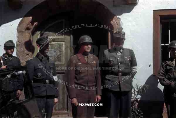 SS General Max Simon surrendering to American 101st Airborne Division General Maxwell D. Taylor, Schwendt Austria 1945