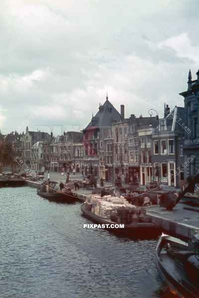 Teylers Museum on Street Spaarne. River Binnen Spaarne. Haarlem, North Holland 1940
