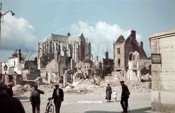 The destroyed city of Beauvais, France 1941