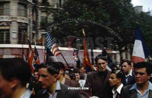 The people of Paris Celebrating their Liberation from German Occupation. 26 August 1944.