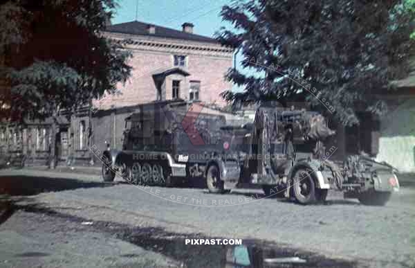 track vehicle with 8,8 antiaircraft gun in Krementschuk, Ukraine 1942