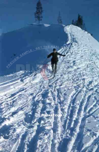 Uffz Erich Thalemann skiing in Finland 1944