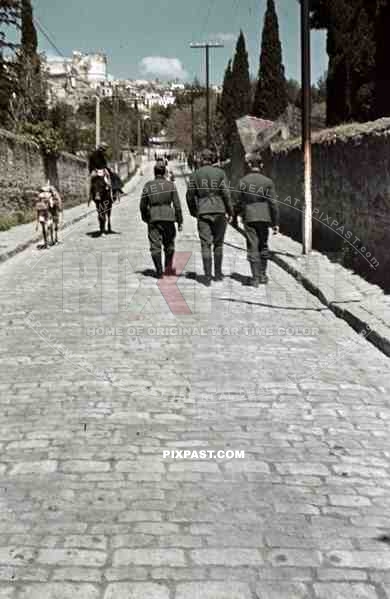 Wehrmacht soldiers on the street in Thessaloniki, Greece
