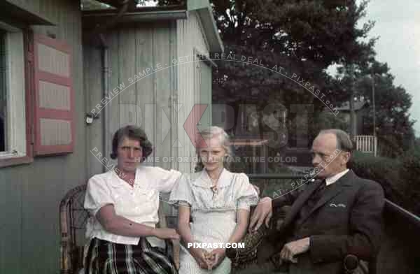 WW2 Color Bremerhaven Germany 1939 young girl family holiday home