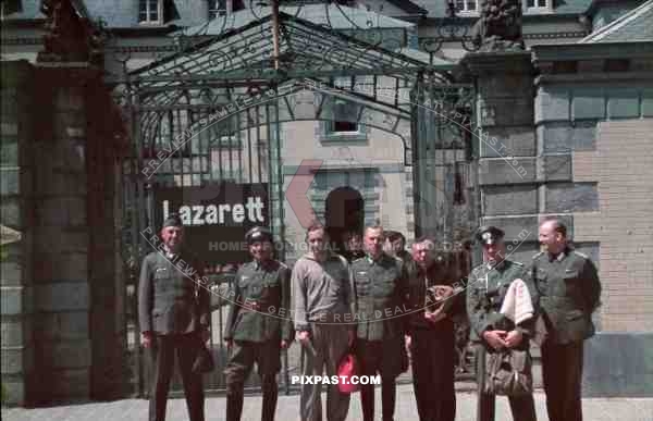 WW2 Color German Wehrmacht army officers wounded Hospital Lazarett Ukraine 1943