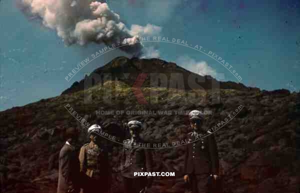 WW2 color Luftwaffe Field Division 2nd Lufllotte tropical uniform caps ribbon bar Volcano Mount Etna Sicily 1942