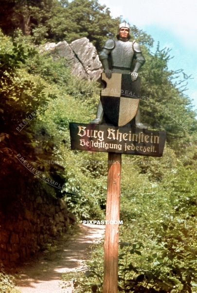 Burg Rheinstein. Rheinstein Castle. Burg Voitsberg.  Vaitzburg. near Bingen West Germany June 1939