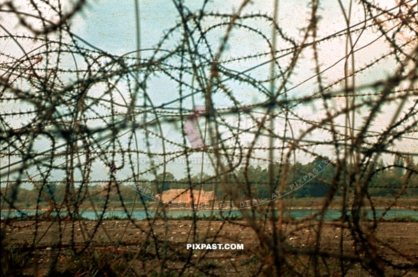 German barbed wire on the Westwall border France Germany. 1939. 14th infantry division